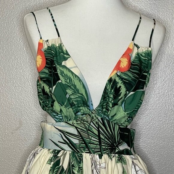 Floral Maxi Sundress with Plunge Neckline - Picture 4 of 7